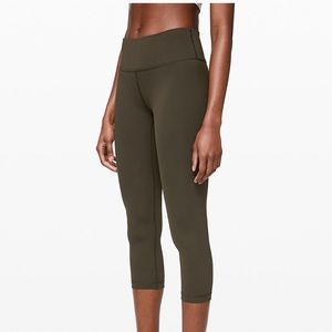Olive Lululemon Wunder Under Crop Leggings